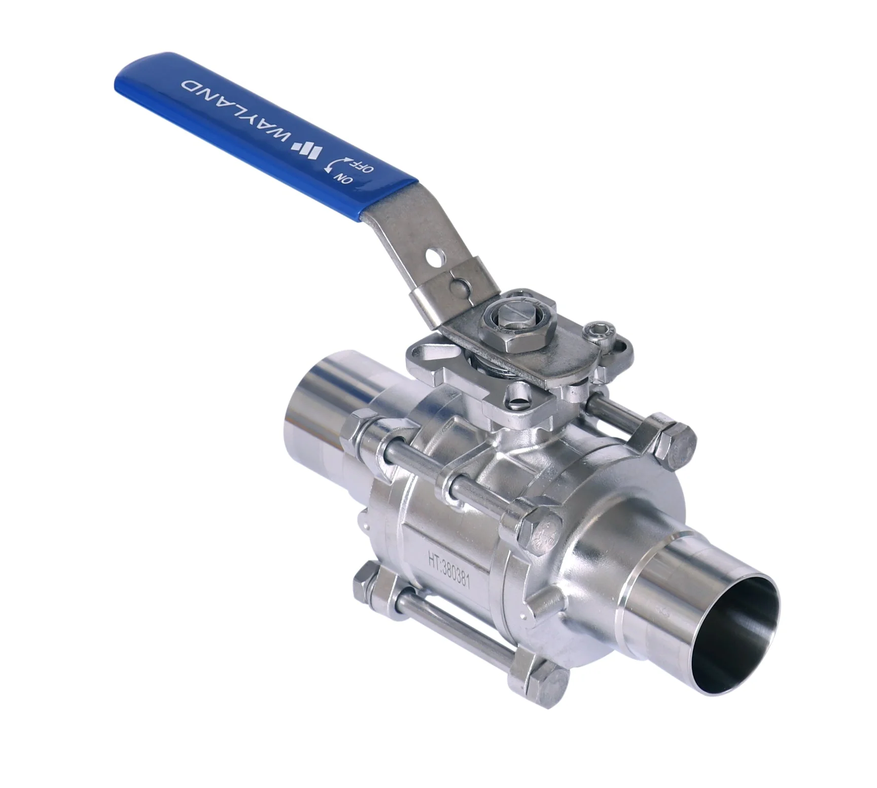 1/2" Extended Butt-Weld 3PC Encapsulated 2-Way Ball Valve - PTFE (BVBWE) - T316L Stainless Steel - Wayland Industries - W6BVEBWE-P-.50