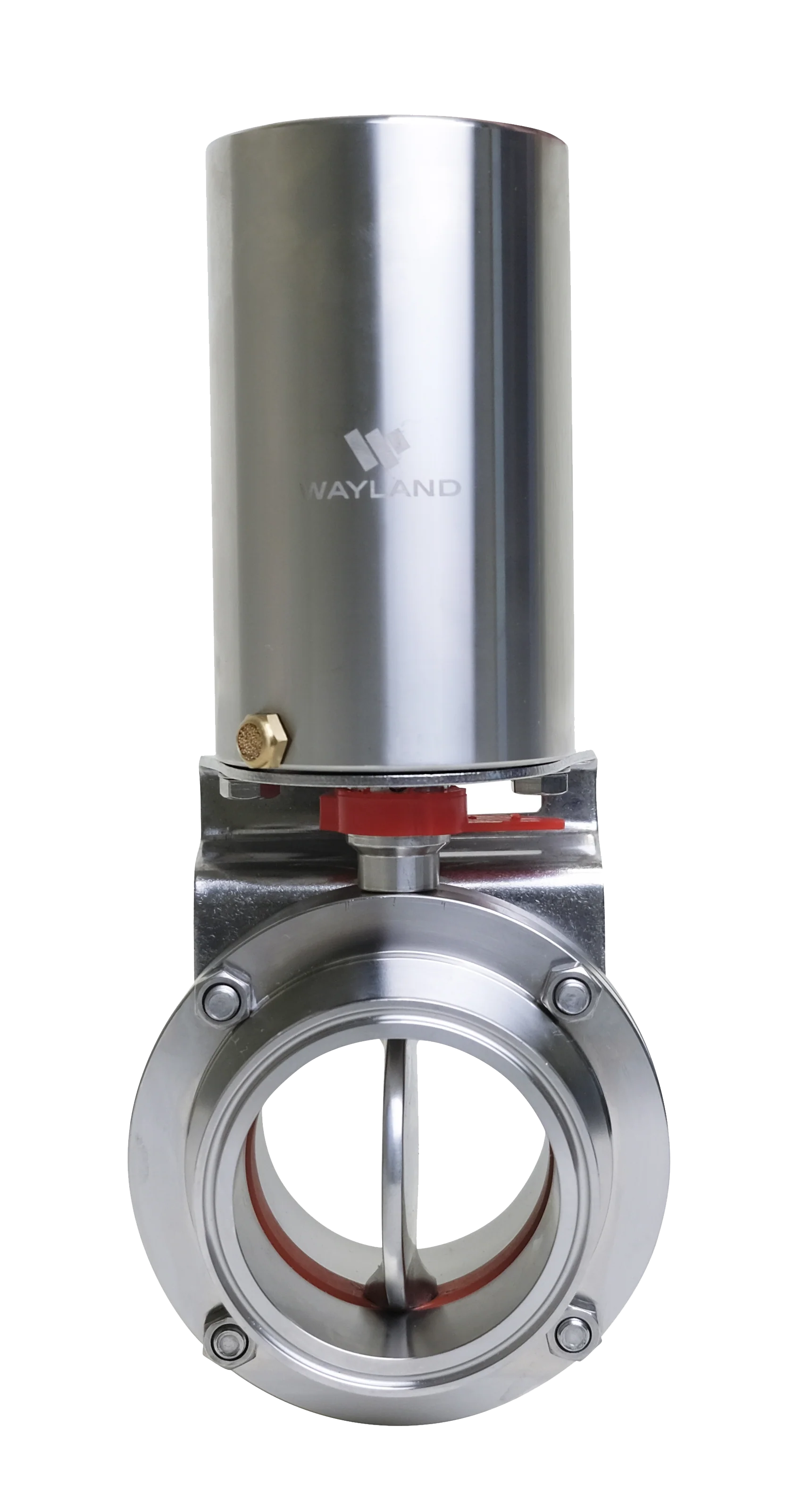 1" Clamp Butterfly Valve W/ Spring Return Vertical Canister Actuator - Normally Open - VITON (BFVTC-SRO) - T316L Stainless Steel - Wayland Industries - W6BFVTC-V-1-SRO