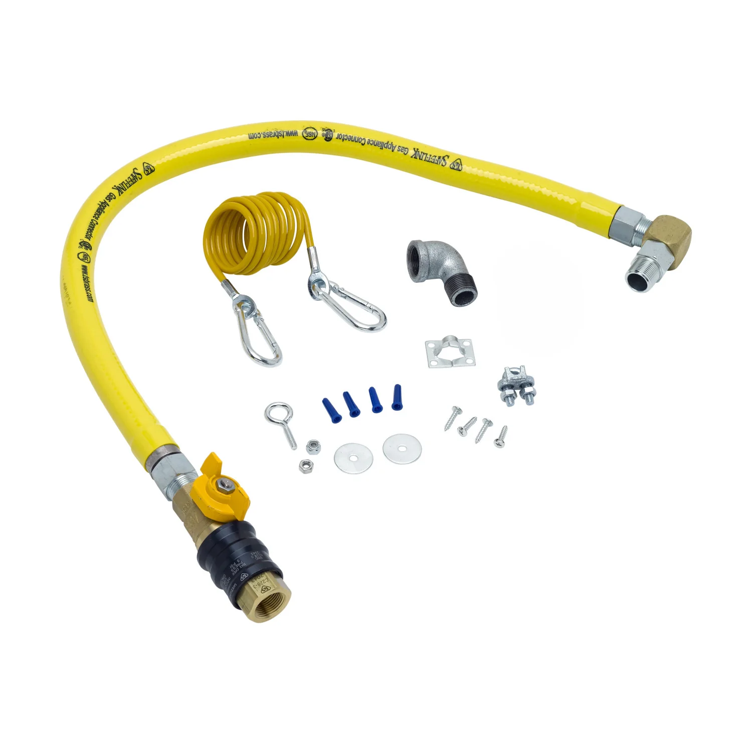 T&S Brass HG-4E-72G-SEL 1" NPT x 72" L Gas Connector Kit - Quick-Disconnect Valve (QDV), SwiveLink & Cable Kit