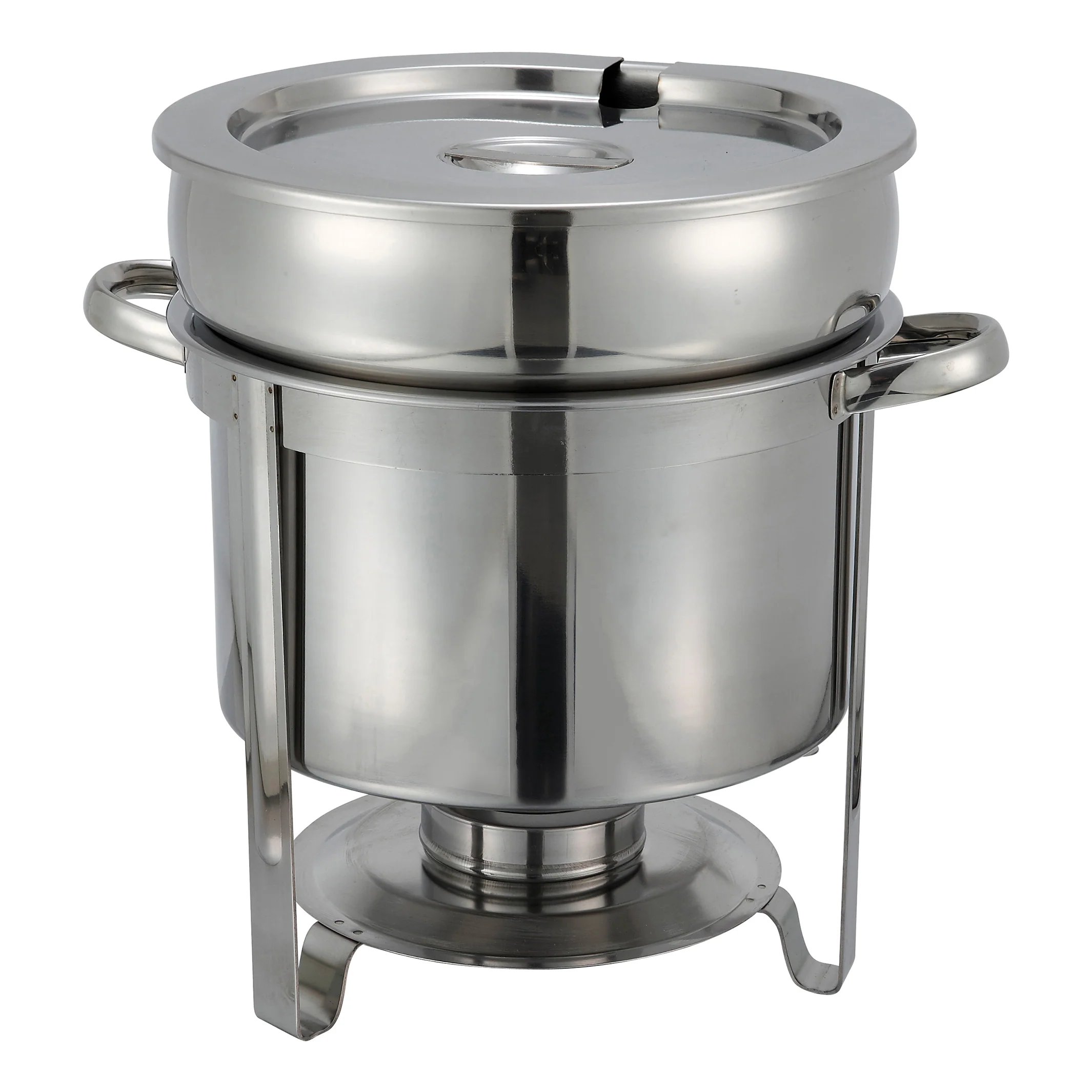 Winco 211 11 Quart Round Soup Warmer with Cover Water Pan Frame Stainless Steel
