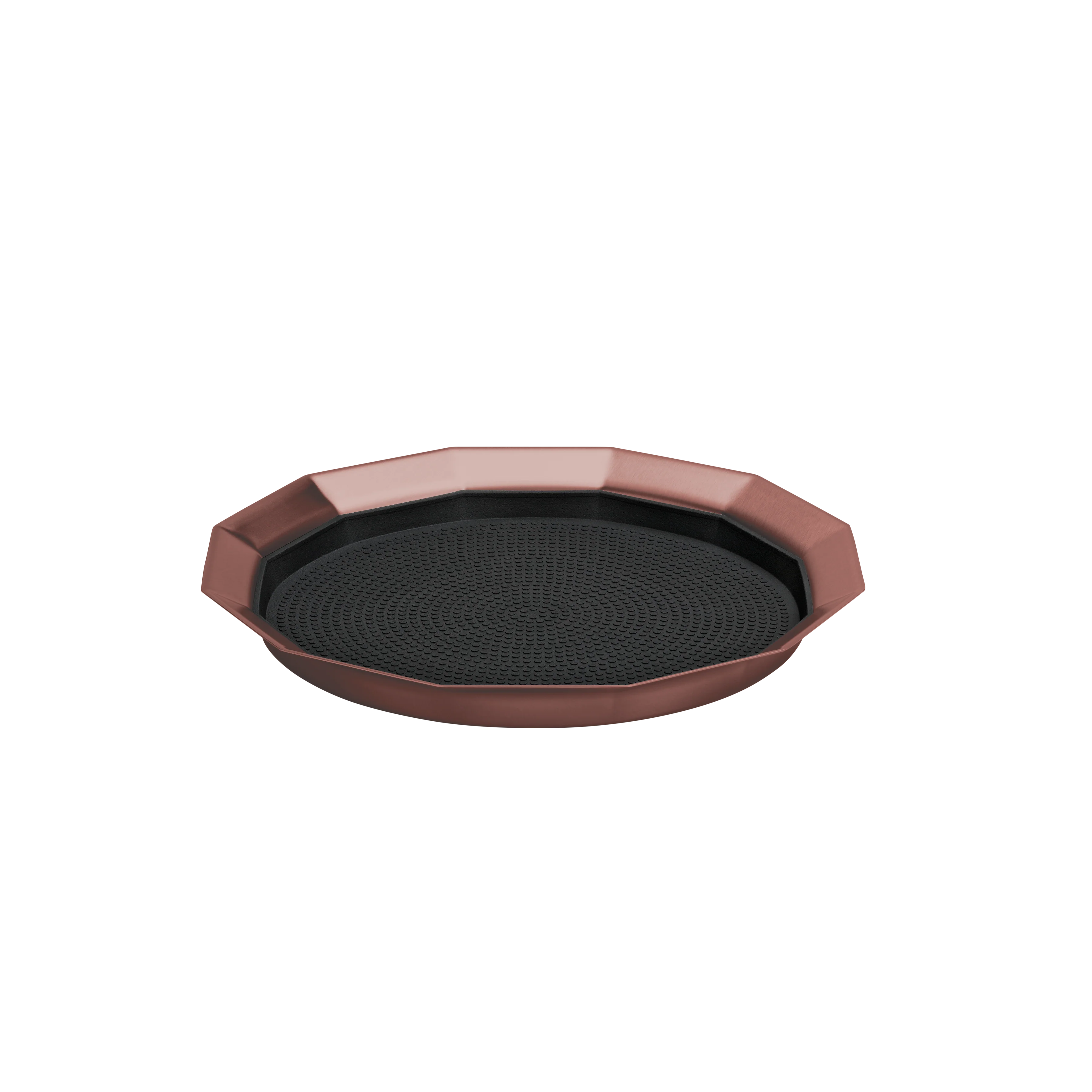 12-Sided 11 in. Small Non-Slip Serving Tray in Rose Gold