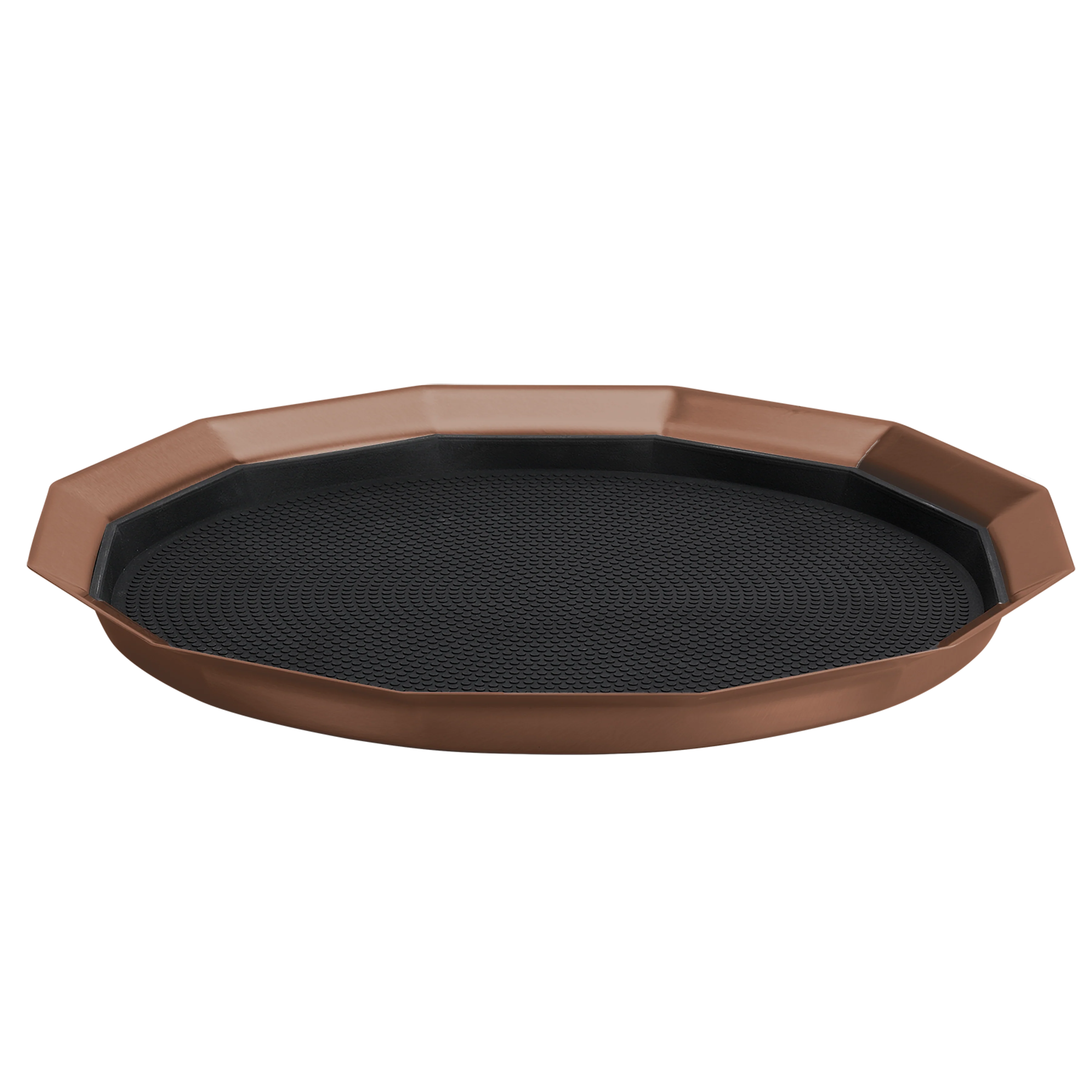 12-Sided 14 in. Medium Non-Slip Serving Tray in Rose Gold