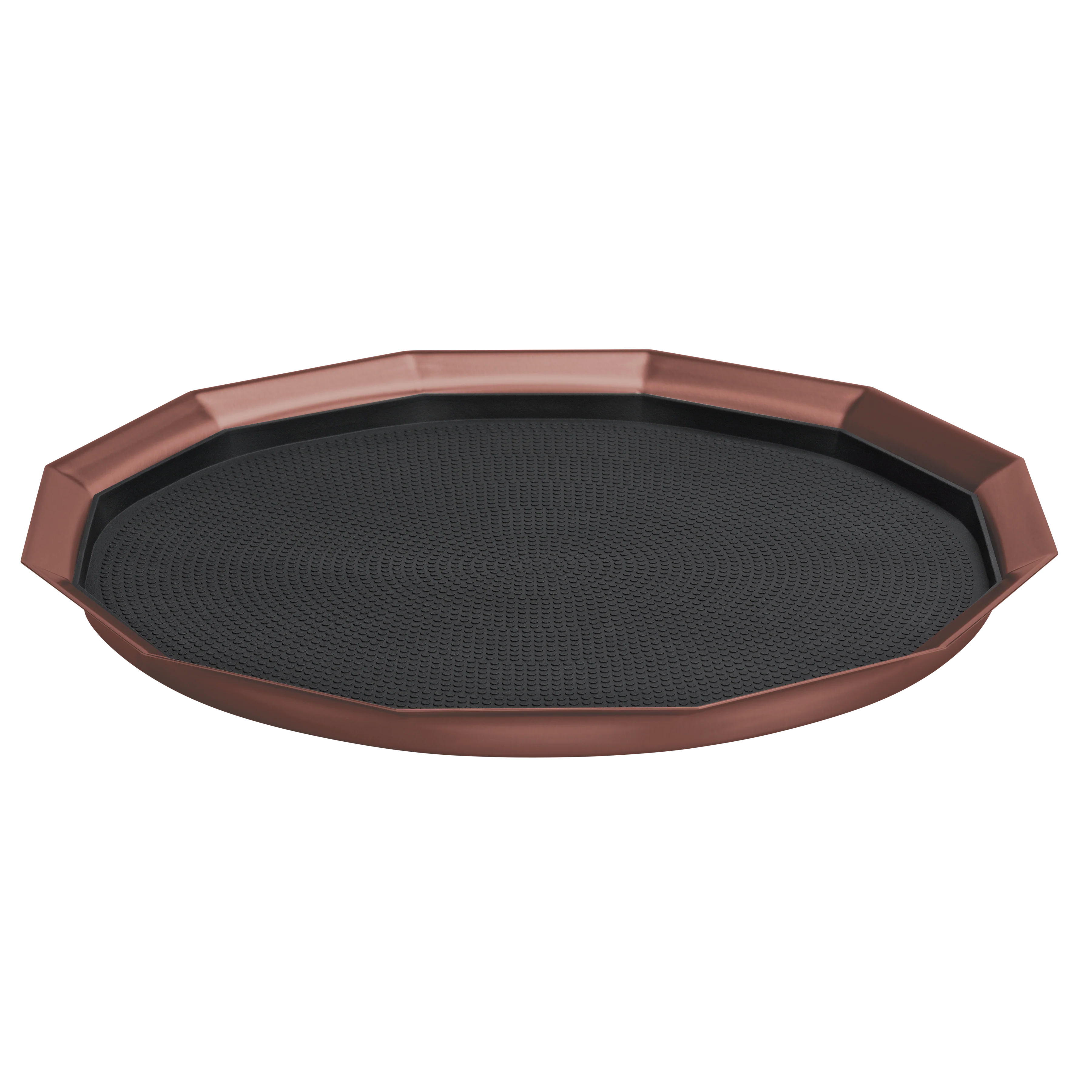 12-Sided 16 in. Large Non-Slip Serving Tray in Rose Gold