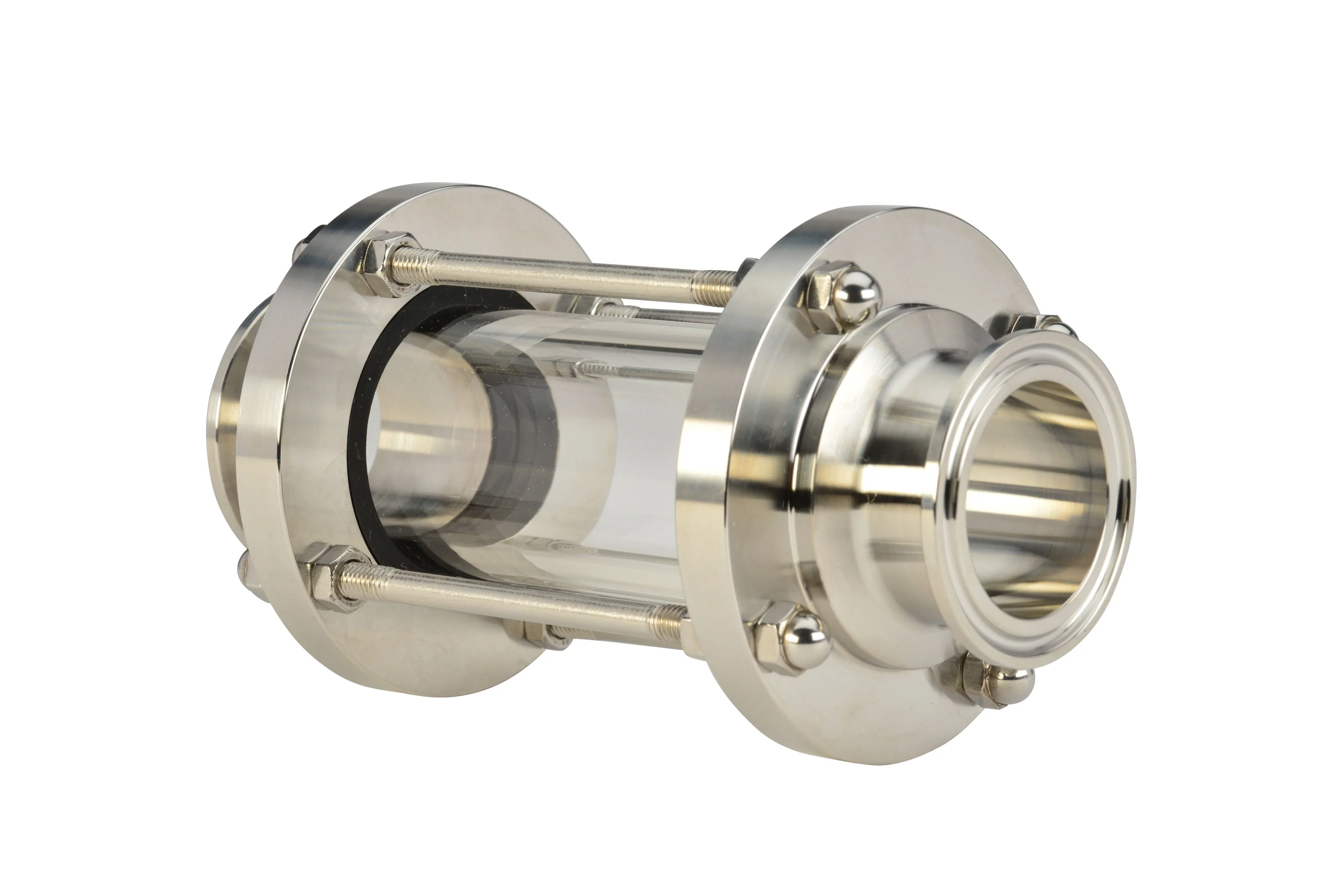 2.5" Clamp-End In-Line Sight Glass - Polycarbonate - VITON (54BMP) - T316L Stainless Steel - Wayland Industries - W654BMP-V-25-LX