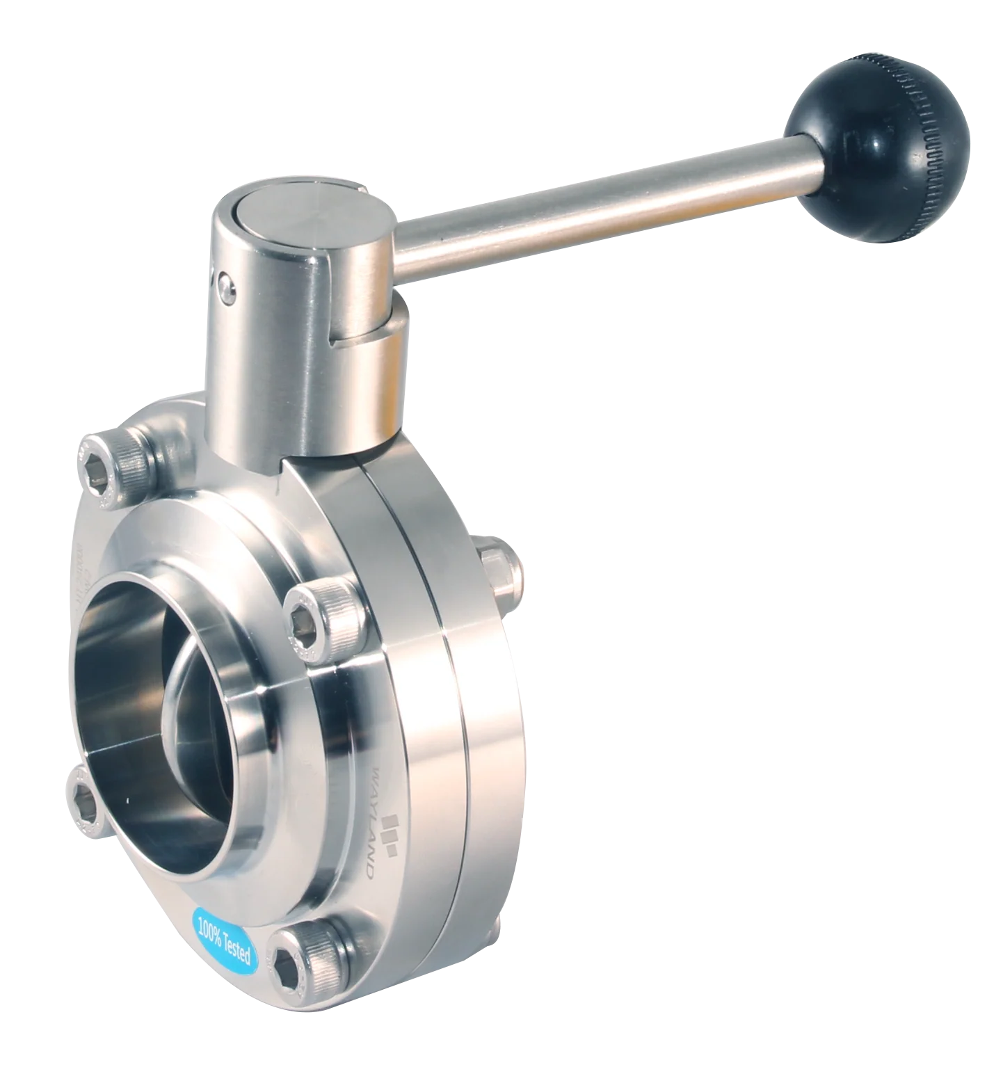 2" Butt-Weld Butterfly Valve 4-Position Pull Handle - VITON (BFVBW-PH) - T316L Stainless Steel - Wayland Industries - W6BFVBW-V-2-PH