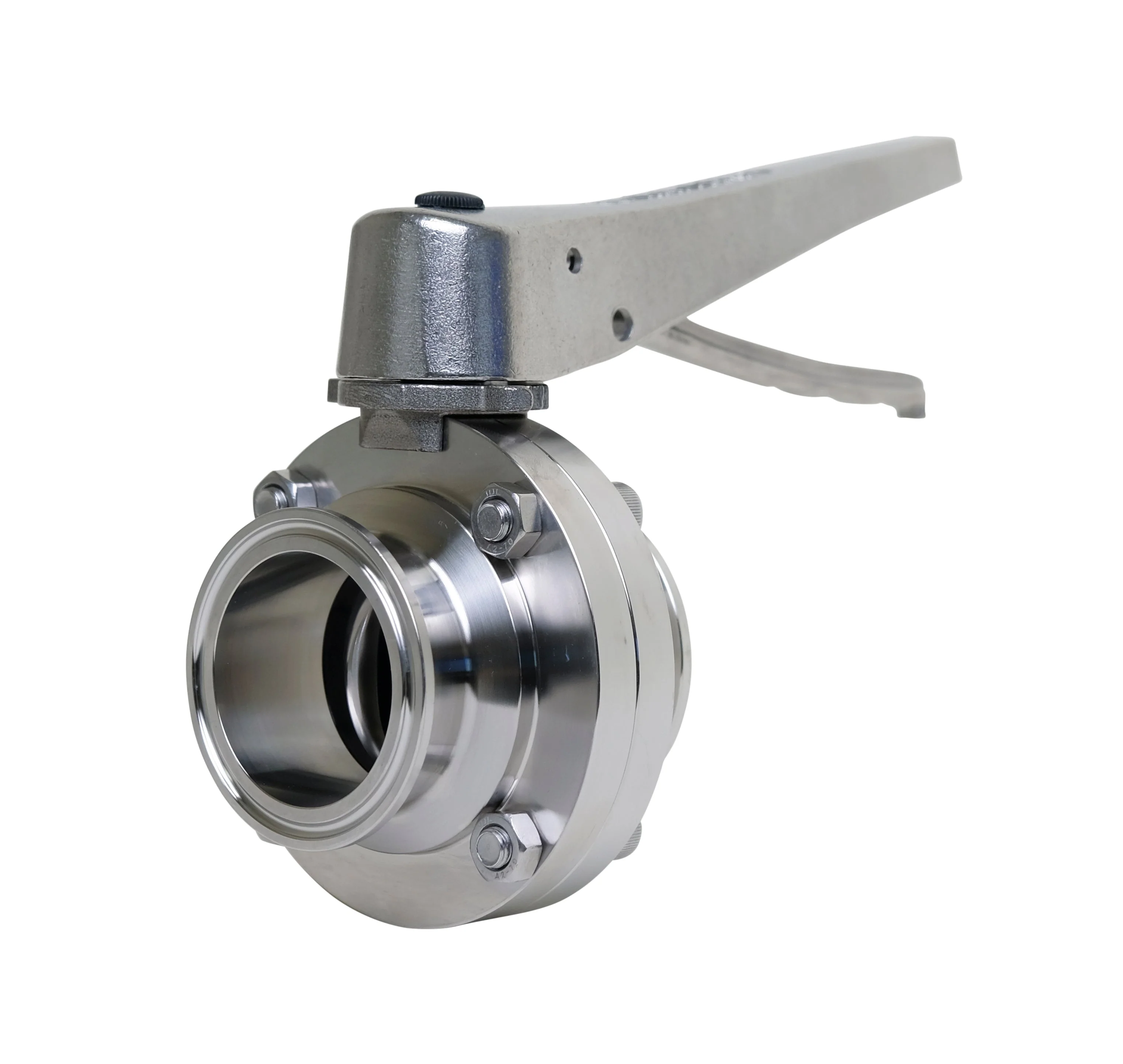 4" Clamp Butterfly Valve Stainless Trigger Handle - Silicone (BFVTC-TS)  - T304 Stainless Steel - Wayland Industries - W4BFVTC-S-4-TS