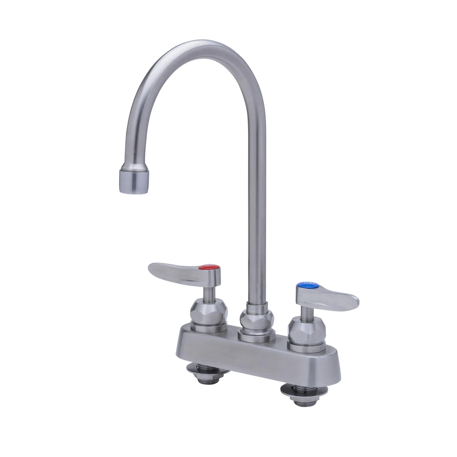 T&S Brass S-1141-CR 4" Deck Mount Stainless Steel Workboard Faucet - 6" Gooseneck & Lever Handles