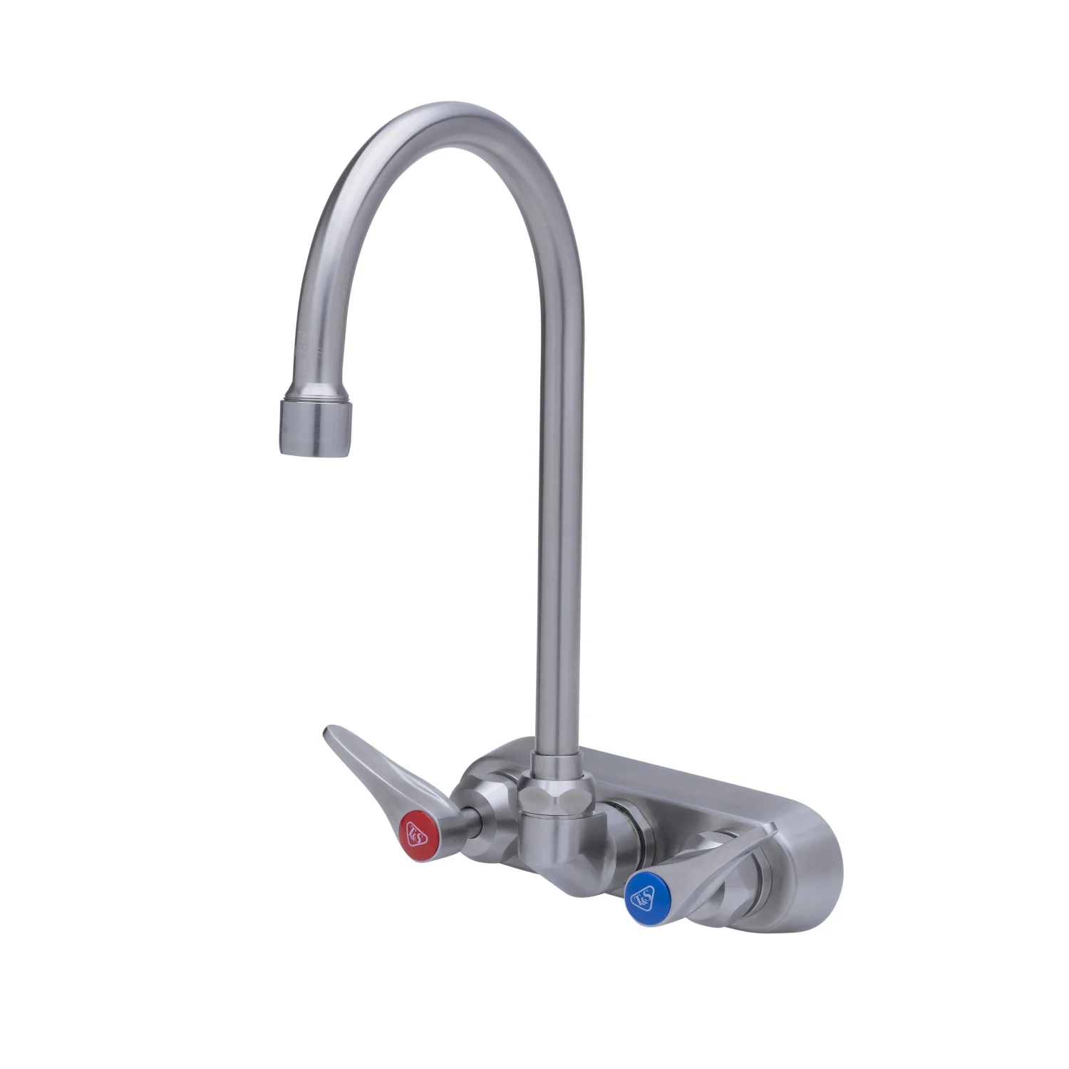 T&S Brass S-1146-CR 4" Wall Mount Stainless Steel Workboard Faucet - 6" Gooseneck & Lever Handles