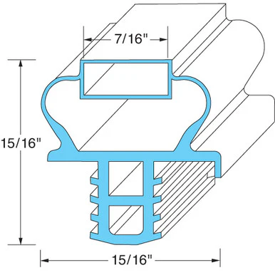 7 1/2" x 29 5/8" Drawer Gasket Replaces Delfield 1701197 29-1