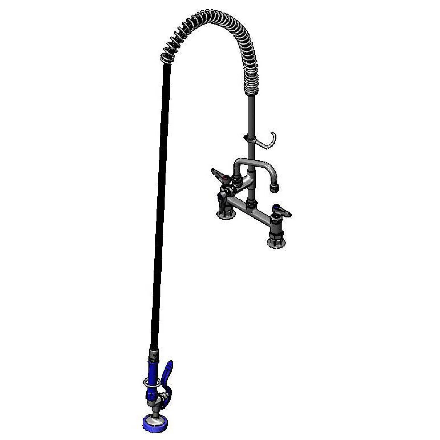 T&S Brass PB-8DOSN06LZJQX 6" Swing Nozzle 8" Deck Mount Pet Grooming Unit - 12" Riser & Spring Action