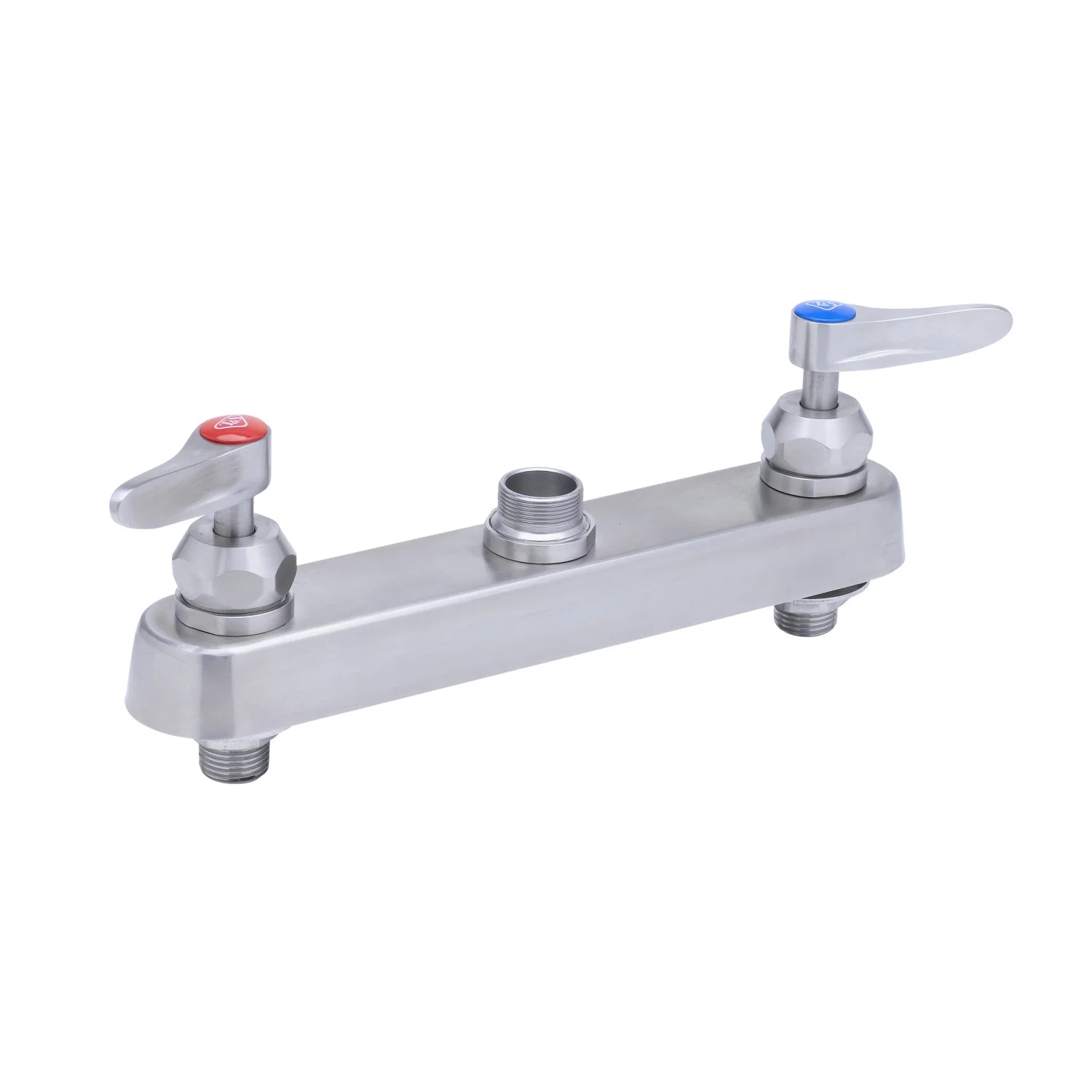 T&S Brass S-1120-CR-LN 8" Stainless Steel Deck Mount Workboard Faucet Base - Less Nozzle (Lever Handles)