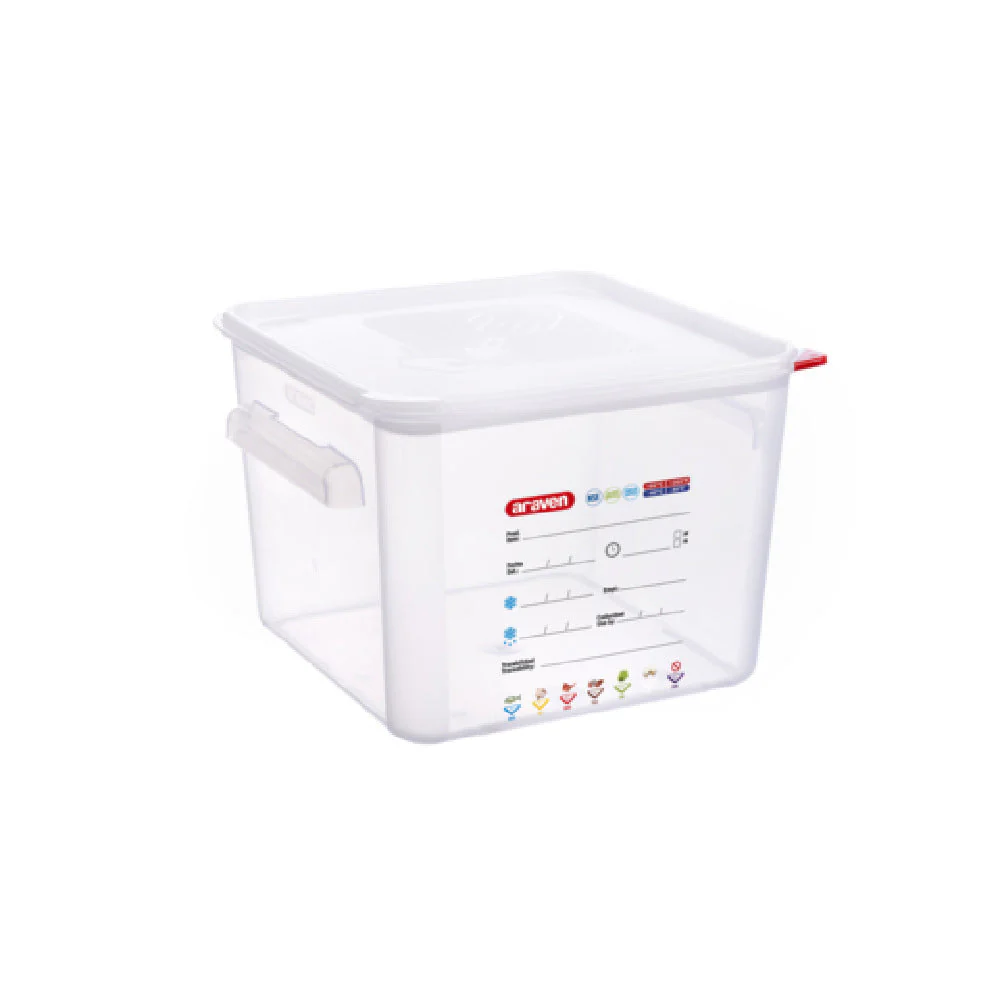 Carlisle 11855 12.6 Quart Food Storage Container Square with Airtight Lid Polypropylene Clear