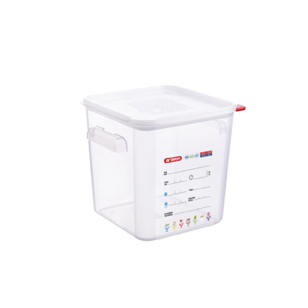 Carlisle 11854 8.4 Qt Clear Square Food Storage Container with Airtight Lid Polypropylene