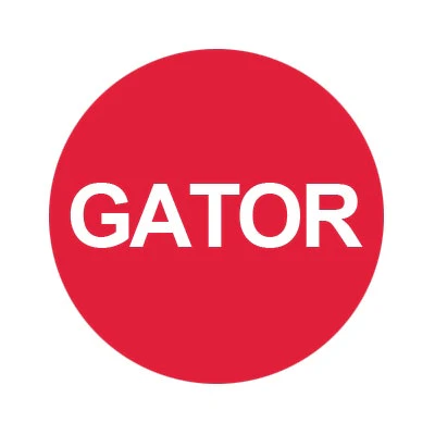 Bargun Button Cap, Round, Gator, Red Cap, White Letter - PH10-74-229