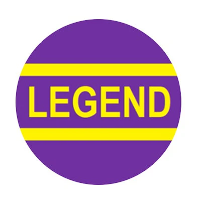Bargun Button Cap, Round, Legend, Purple Cap, Yellow Letter - PH10-74-290