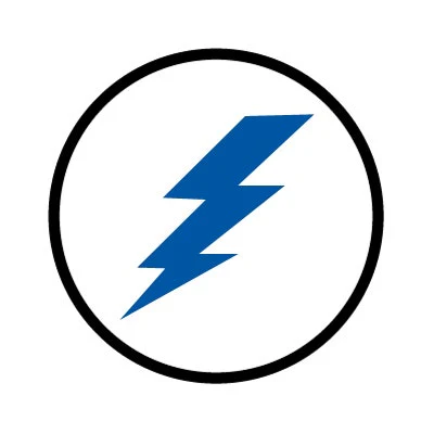 Bargun Button Cap, Round, Lightning Bolt, White Cap, Blue Letter - PH10-74-196