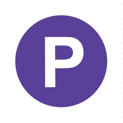 Bargun Button Cap Round, P, Purple Cap White Letter