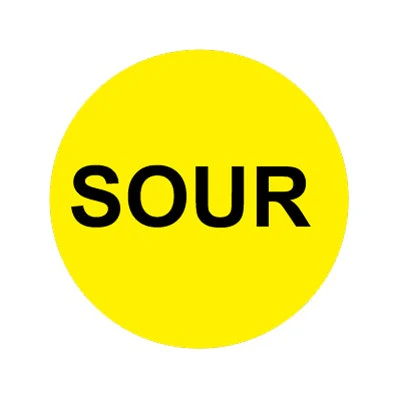 Bargun Button Cap Round, Sour, Yellow Cap Black Letter
