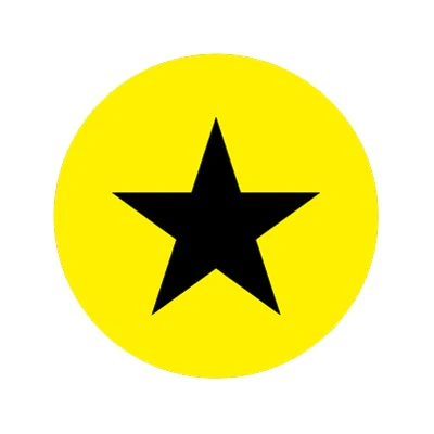 Bargun Button Cap Round, Yellow Cap Black Star