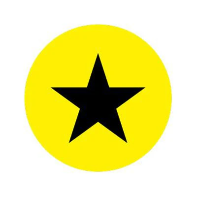 Bargun Button Cap, Round, Yellow Cap, Black Star - PH10-74-168