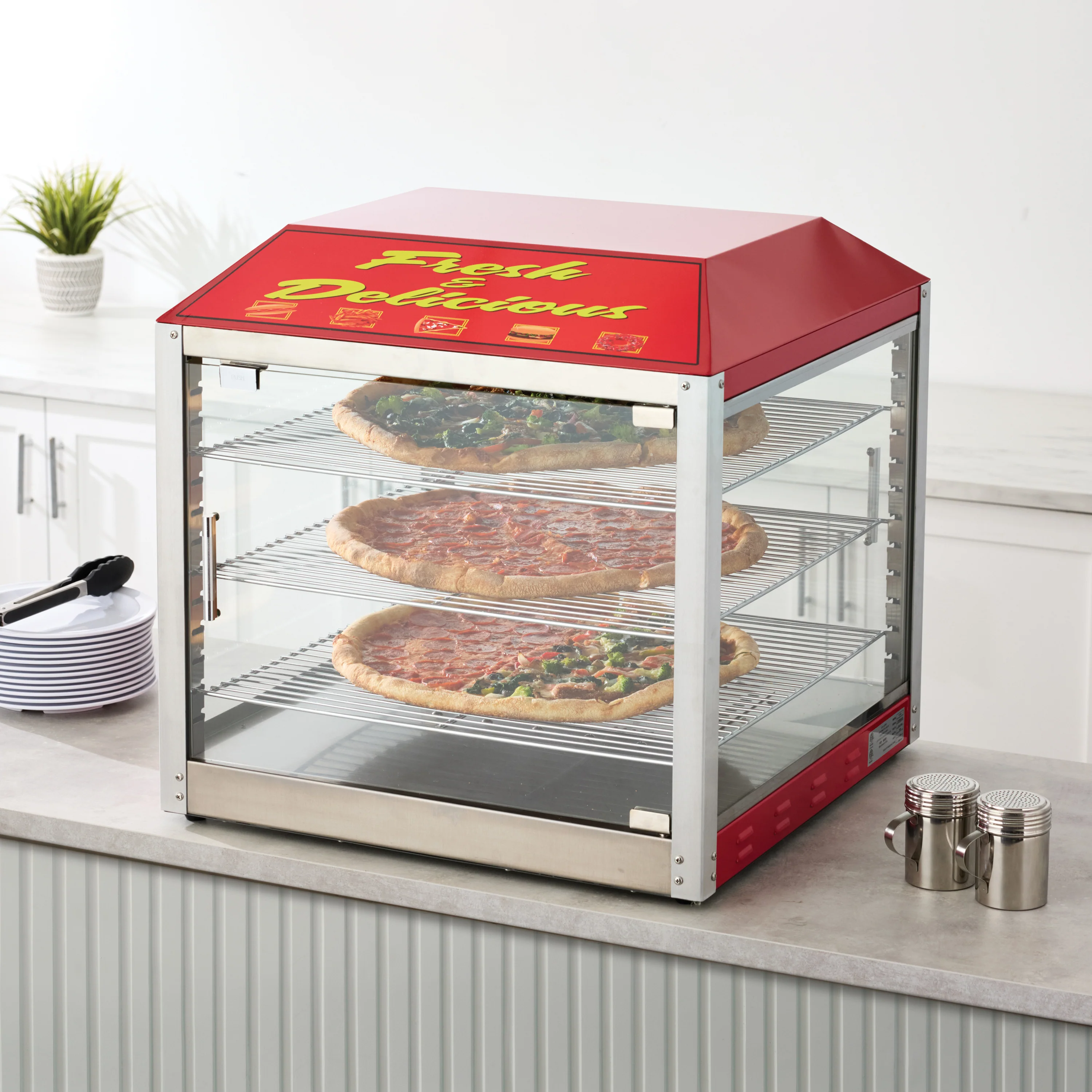 Winco 51048 23 Inch Hot Food Display Case Pass-thru with Adjustable Racks - Image 4