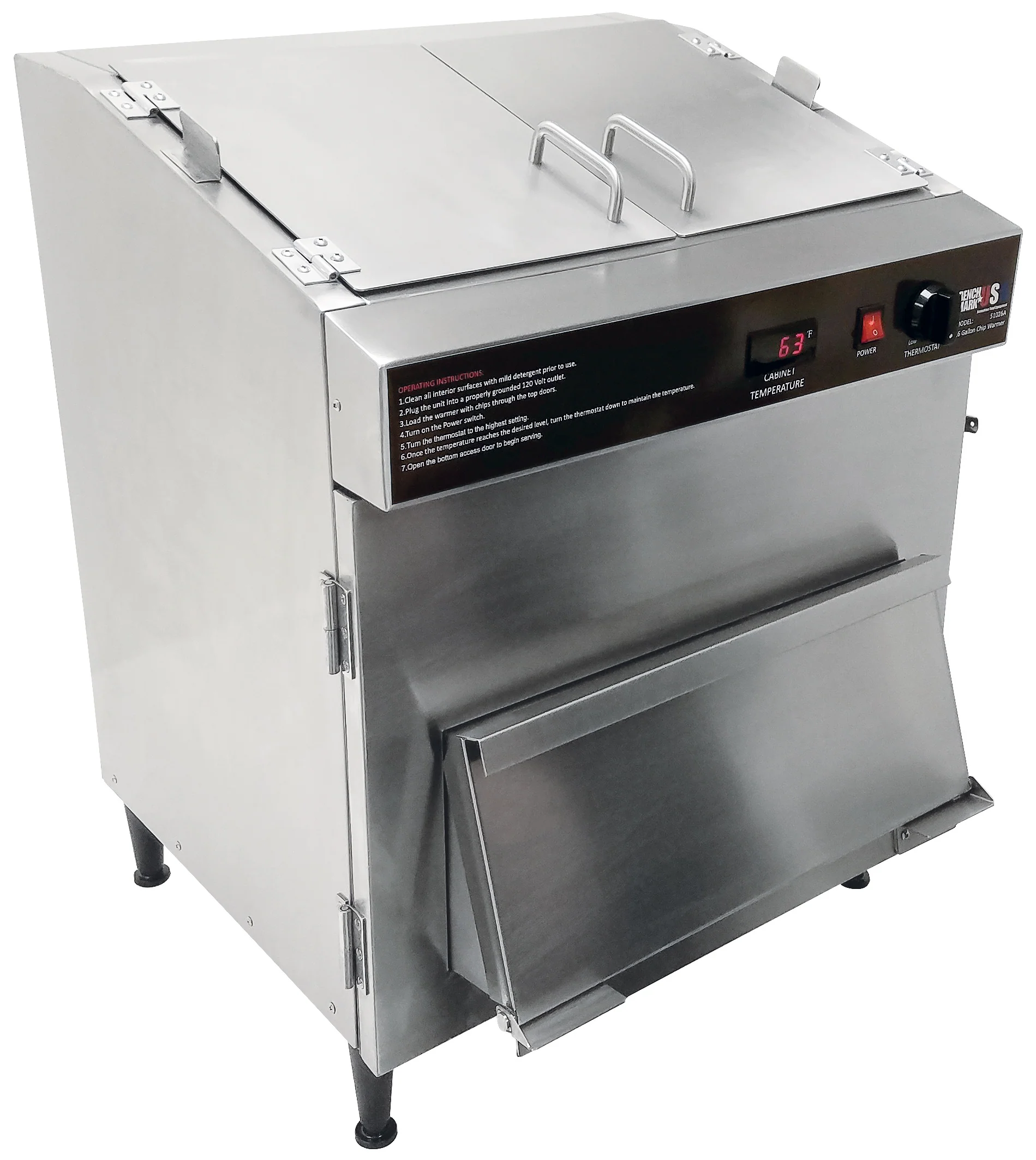 Winco 51026 23 Inch Nacho Chip Warmer Bulk 26 Gallon Countertop Stainless Steel - Image 2