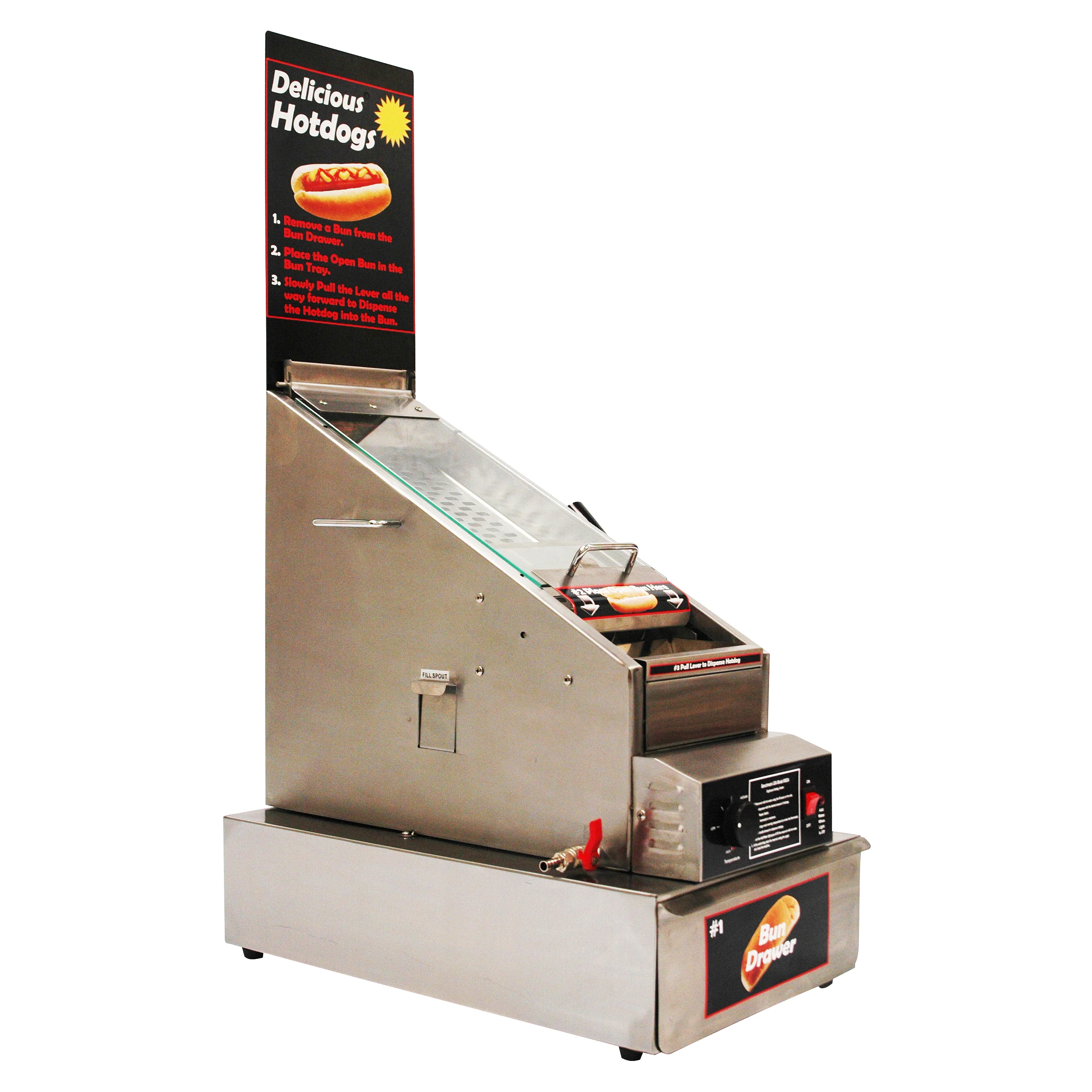Winco 60024 15 Inch Hot Dog Grill Electric with Slide Tray and Water Reservoir - Image 3