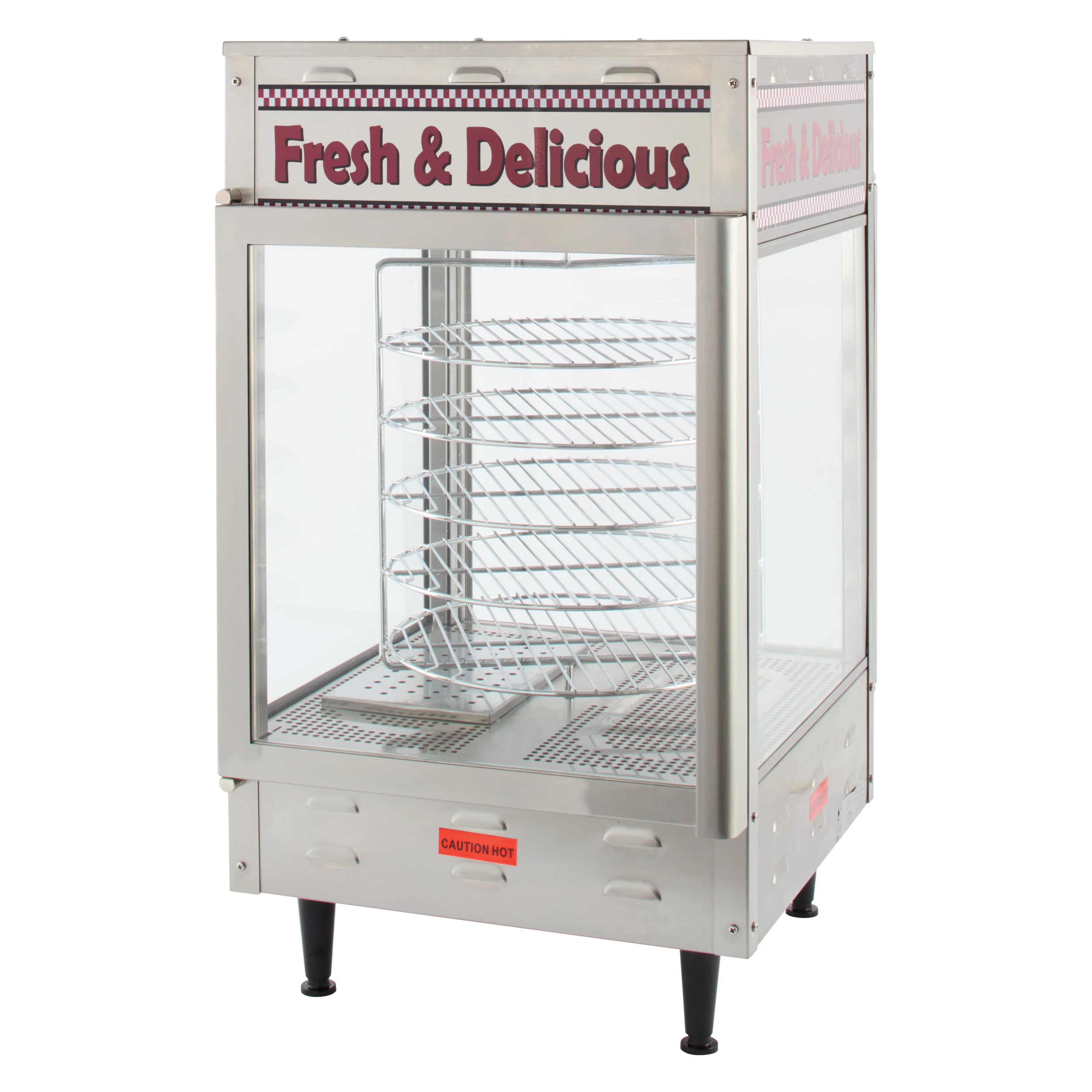 Winco 51012 19 Inch Three Tier Countertop Hot Food Display Case with Rotating Racks