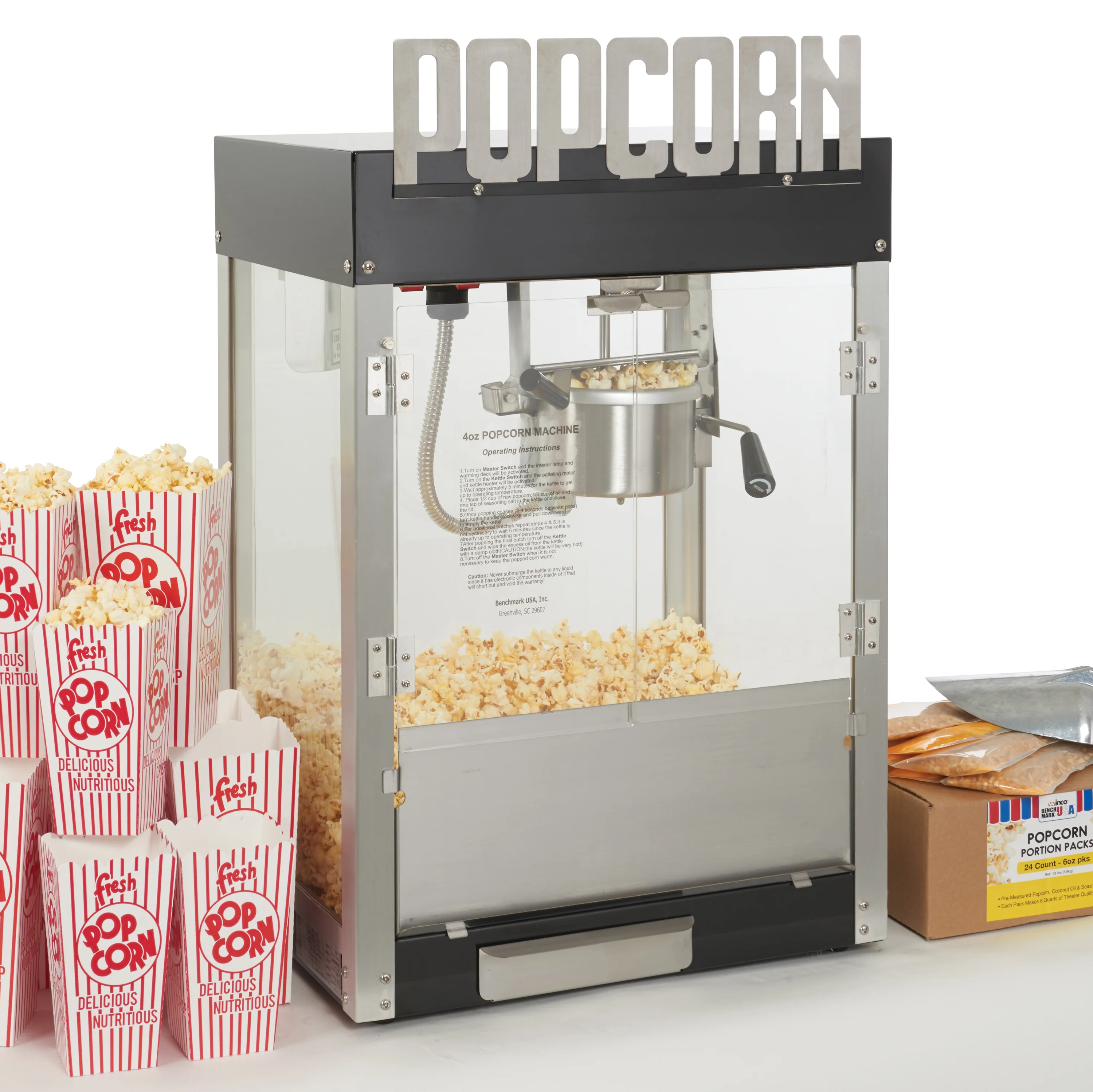 Winco 11045 20 Inch Electric Popcorn Machine with 4 oz Kettle Capacity - Image 5