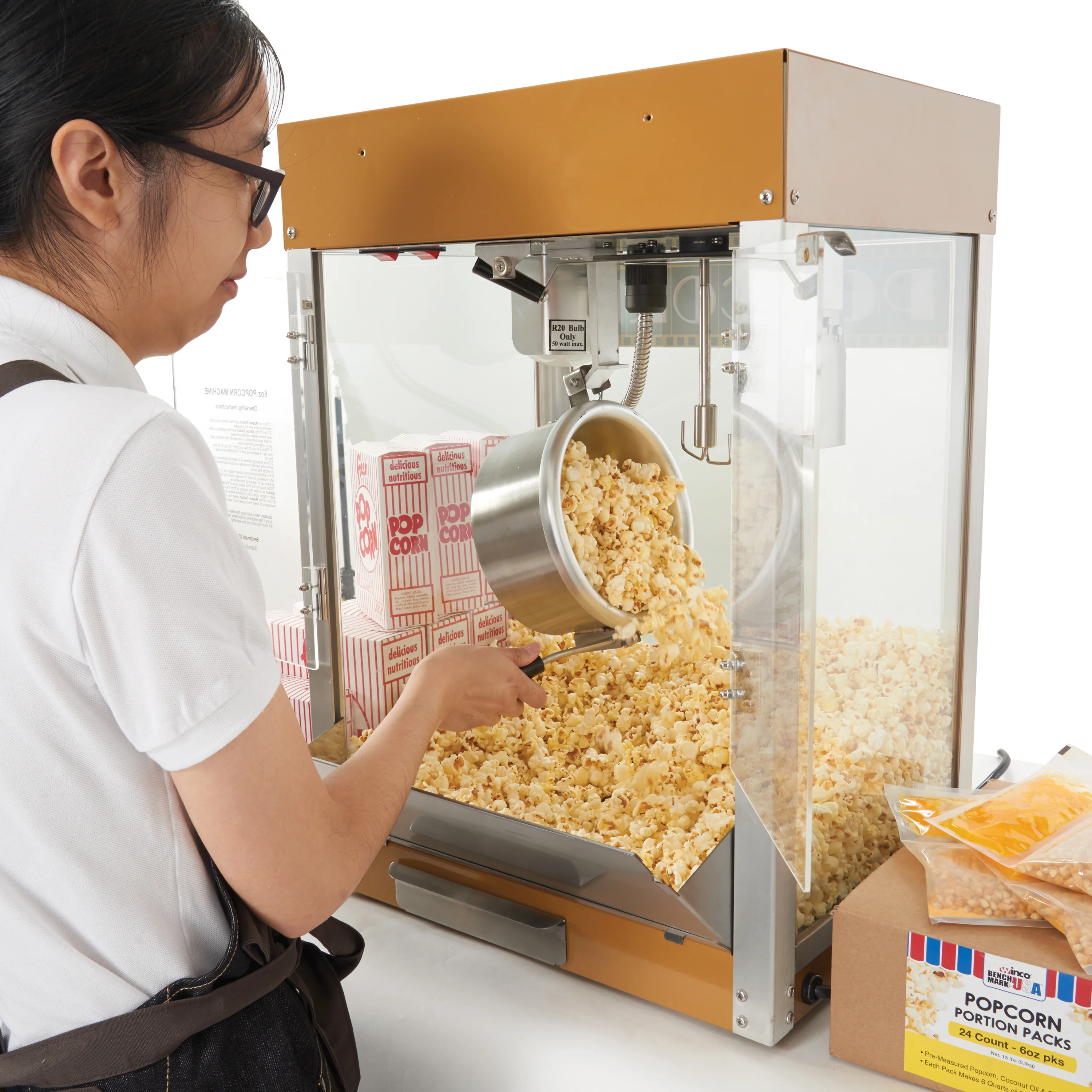 Winco 11048 19 Inch Electric Popcorn Popper with 4 oz Kettle Capacity - Image 3