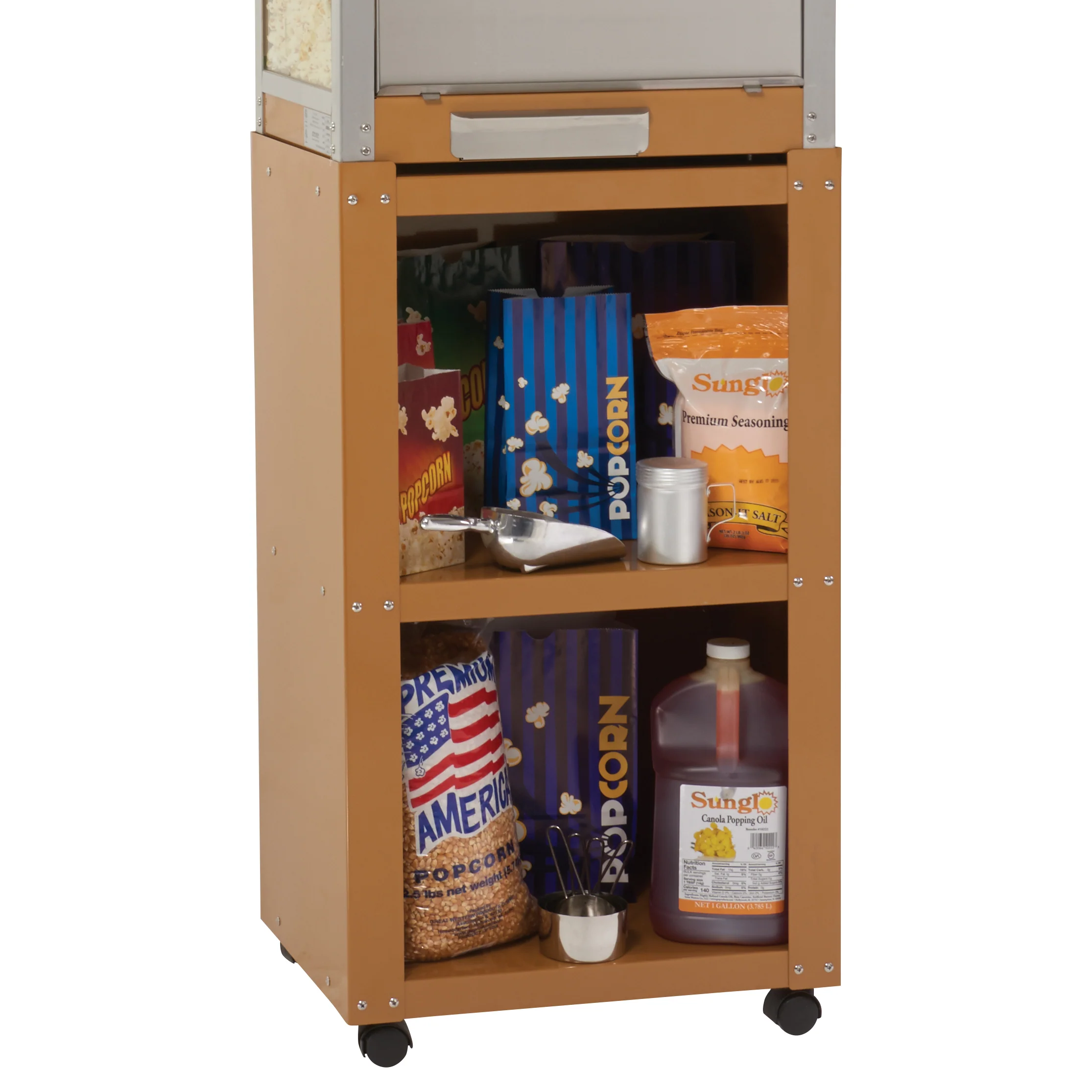 Winco 30080 19 Inch Brown Benchmark Pedestal for Premiere Popcorn Machines - Image 4