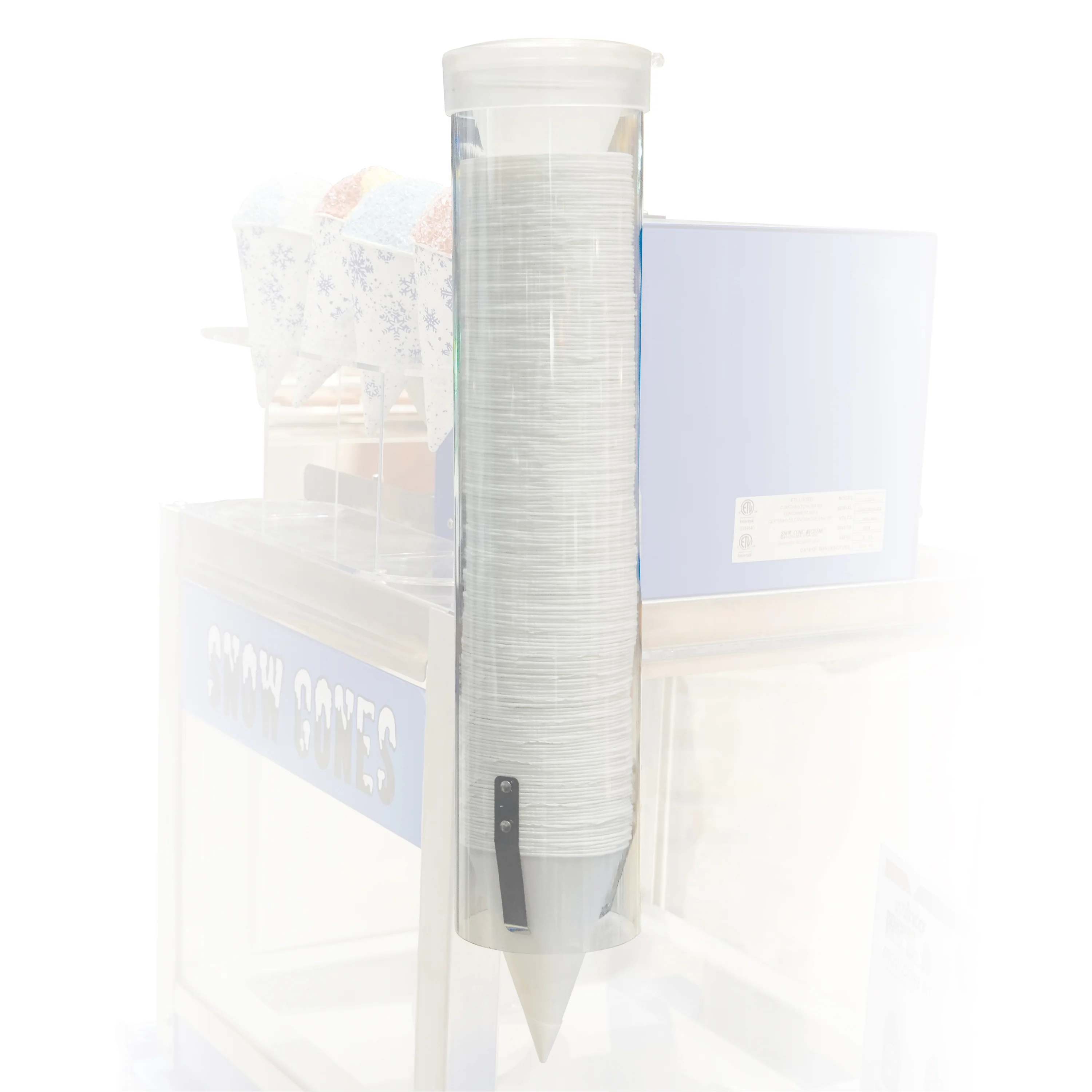 Winco 72701 4 Inch Snow Cone Paper Cup Dispenser Manual Operation Food-safe Co-polymer