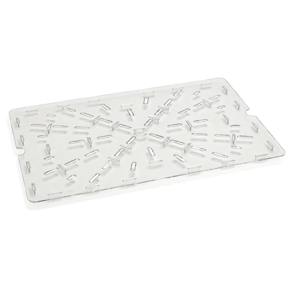 Carlisle 1062907 26 Inch Food Pan Drain Tray Notched Footed Clear Polycarbonate