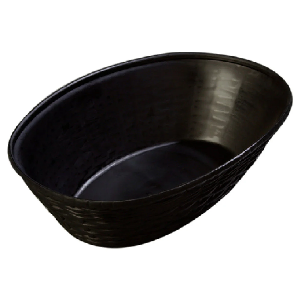 Carlisle 650403 9 Inch Oval Basket Plastic Black with Wicker Weave Design
