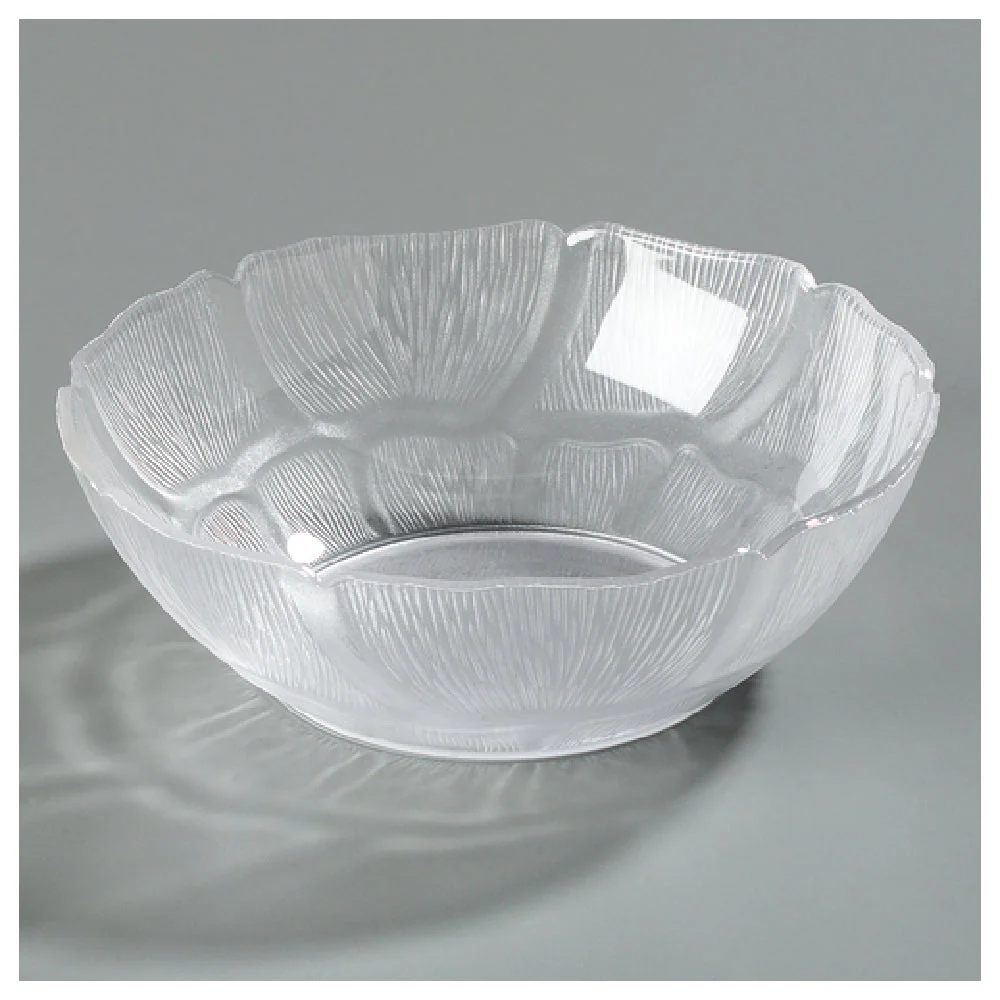 Carlisle 690407 18 Oz Clear Plastic Soup Salad Pasta Cereal Bowl with Scalloped Edge