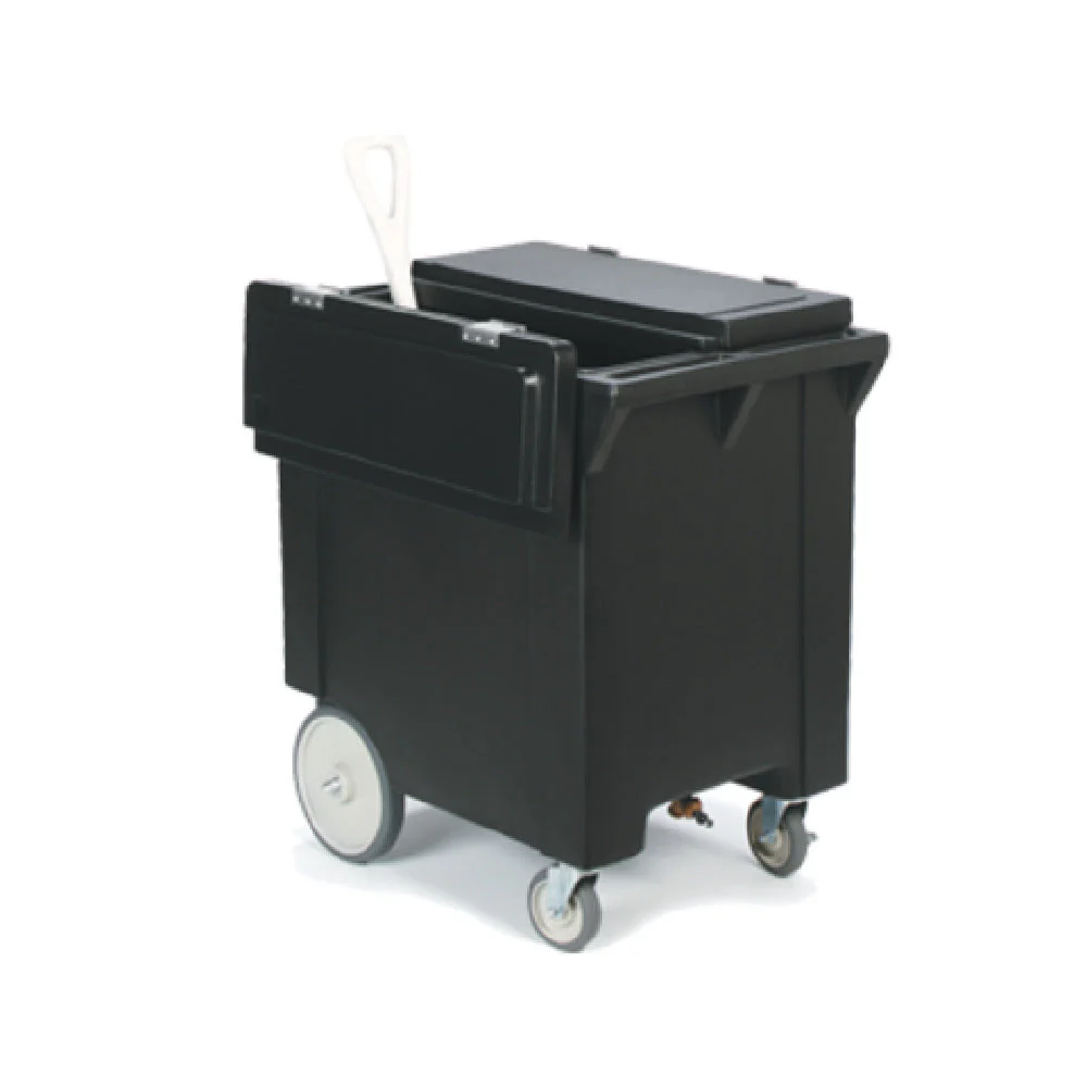 Carlisle IC222003 22 Inch Mobile Ice Caddy 200 lb Capacity with Drainage Faucet Black Polyethylene