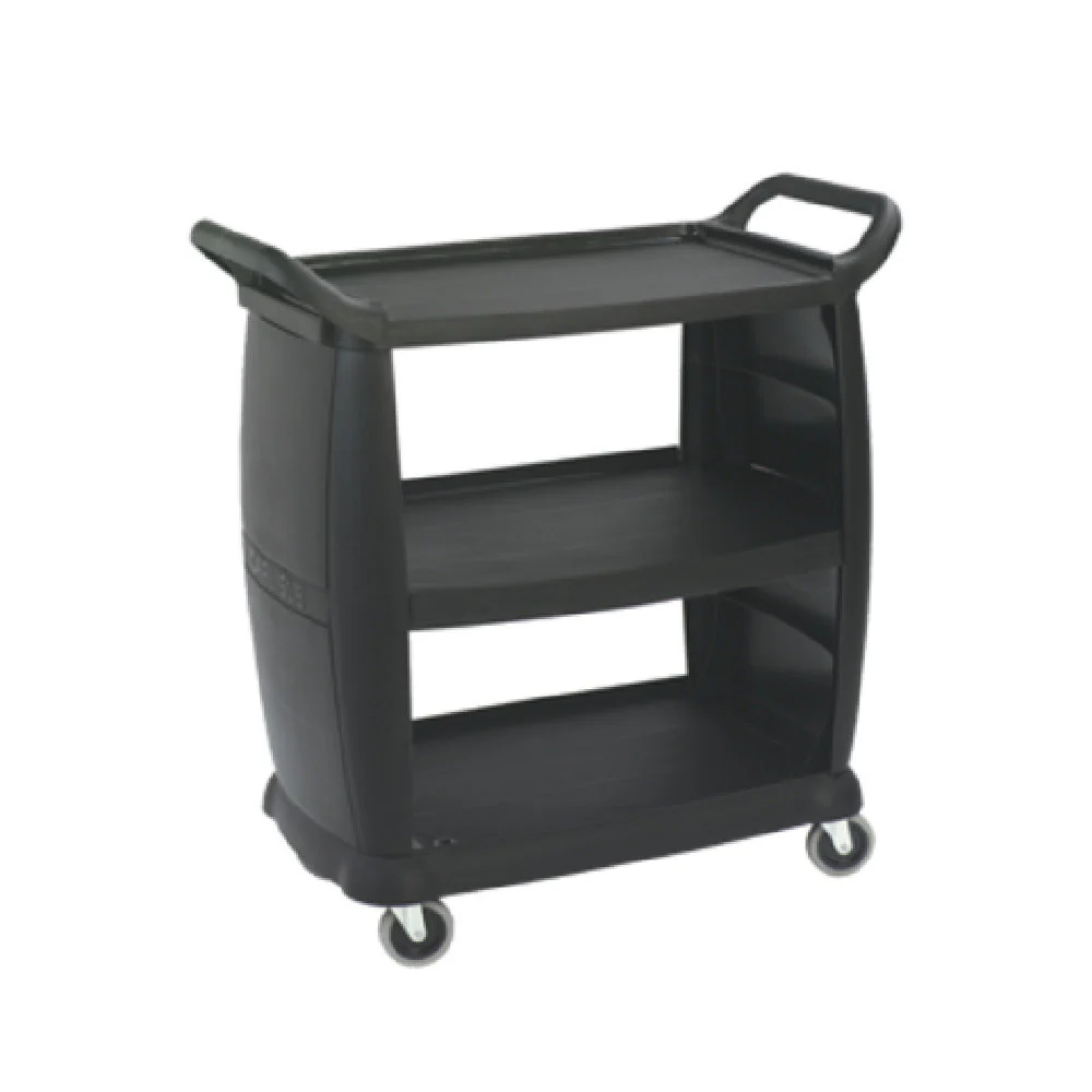 Carlisle CC203603 36 Inch Bus Cart Polypropylene Black with 3 Textured Shelves