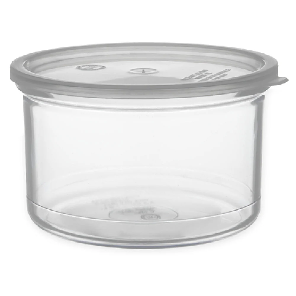 Carlisle 031607 6.56 Inch Round Salad Crock Snap-on Lid Clear SAN