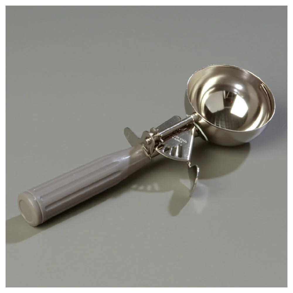Carlisle 60300-8 4 Oz Disher Round Bowl Ribbed Plastic Handle Gray Stainless Steel