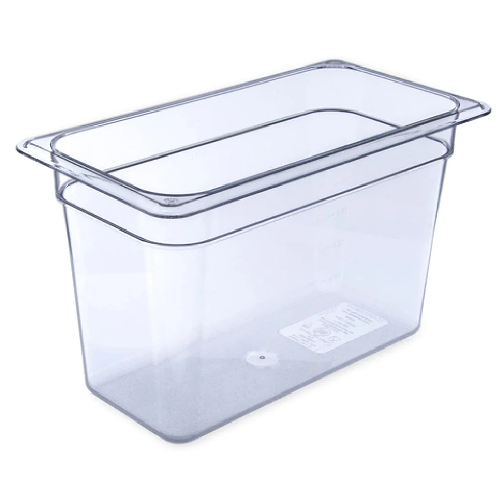Carlisle 3066907 12-3/4 Inch Clear Polycarbonate Food Pan 7.3 Quart with Capacity Indicators
