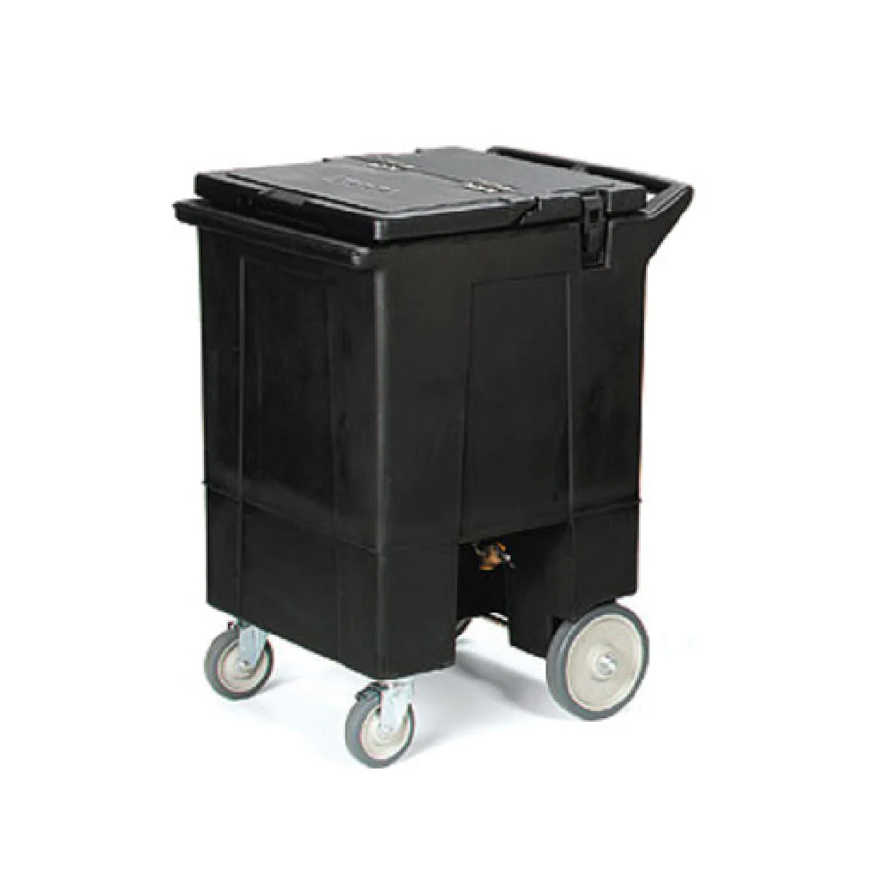 Carlisle IC2250T03 28 Inch Mobile Ice Caddy 125 lb Capacity Insulated Black Plastic with Drainage Faucet