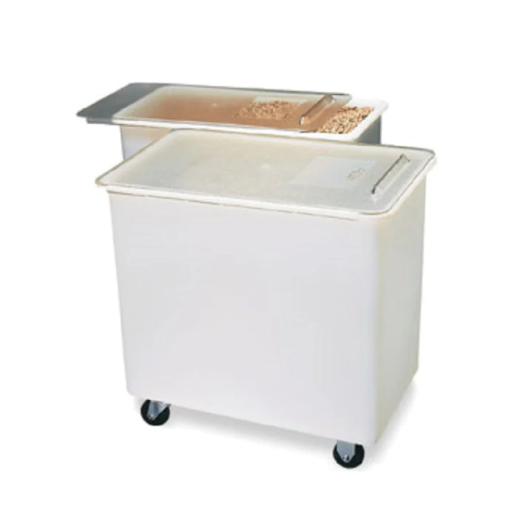 Carlisle BIN4402 29 Inch Mobile Ingredient Bin 44 Gallon Clear Sliding Lid Polyethylene White