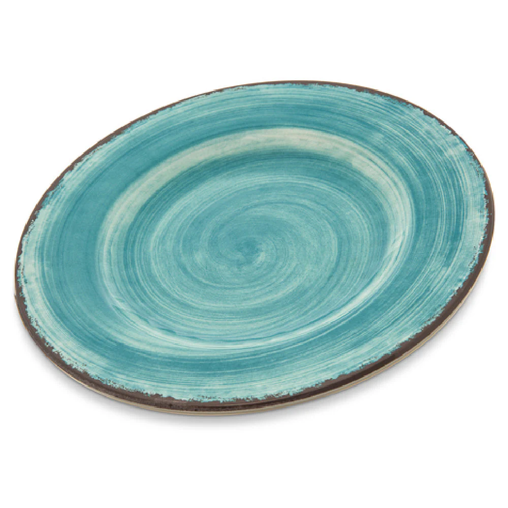 Carlisle 5400215 9 Inch Round Salad Plate Melamine Aqua Swirl Design