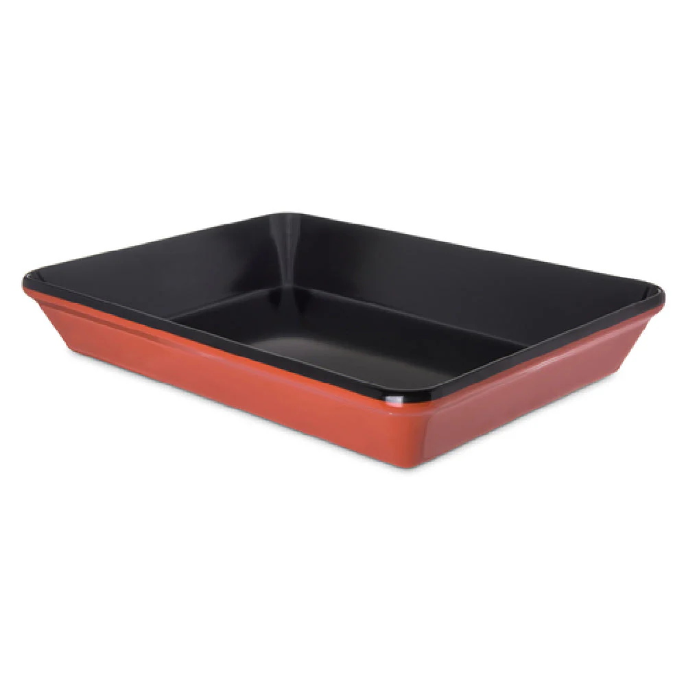 Carlisle 8920406 4 Quarts Rectangular Plastic Platter Black Terra Cotta