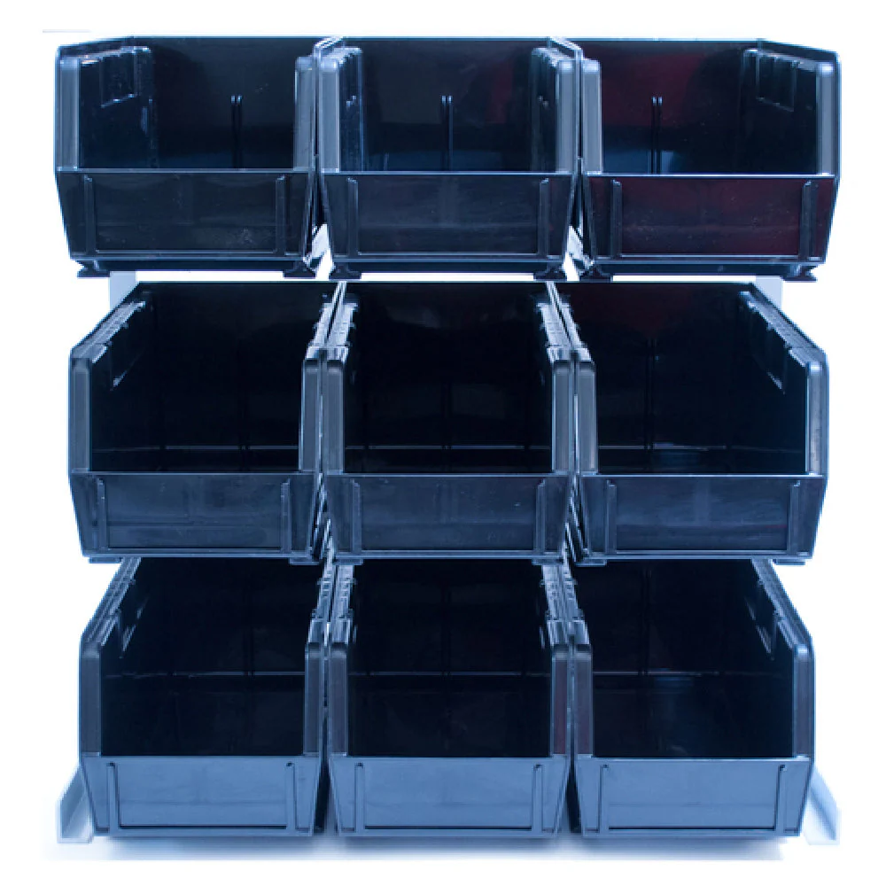 Carlisle 381109LG 18 Inch Aluminum Condiment Organizer with 9 Plastic Containers Black