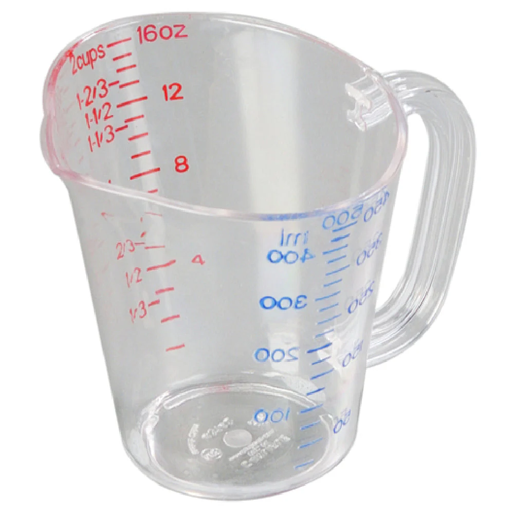 Carlisle 4314207 16 Oz Measuring Cup Oval C-handle Clear Polycarbonate with Pour Spout