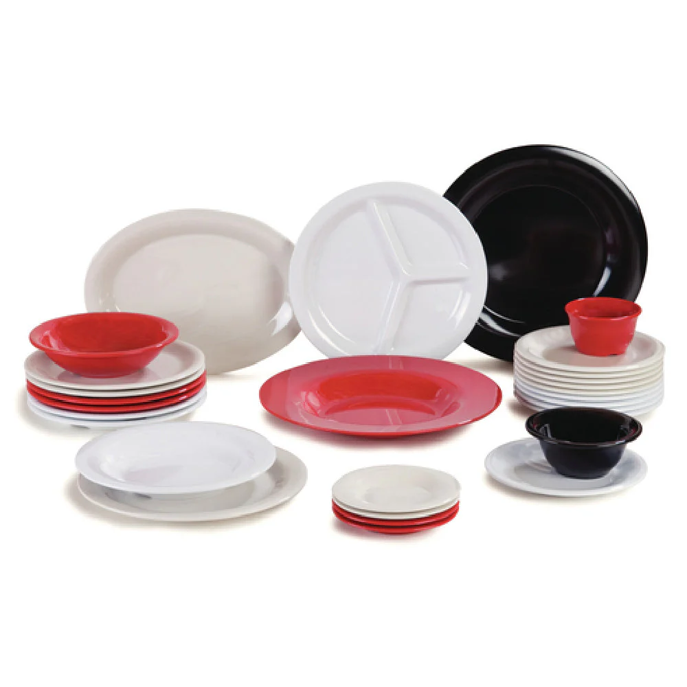 Carlisle 3301805 6-1/2 Inch Diameter Pie Plate Red Melamine Break Resistant with Wide Rim