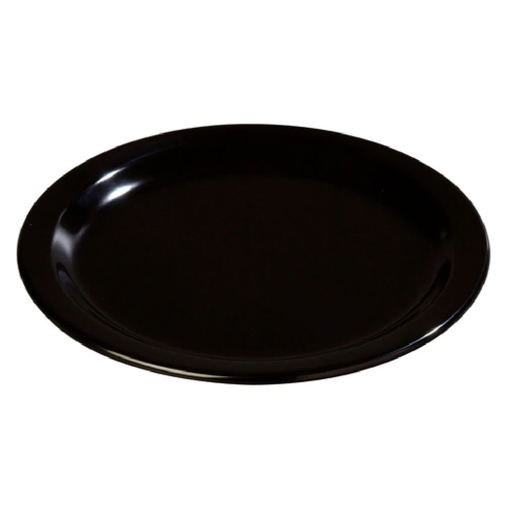 Carlisle 4350103 9 Inch Diameter Black Dinner Plate with Reinforced Rim Melamine