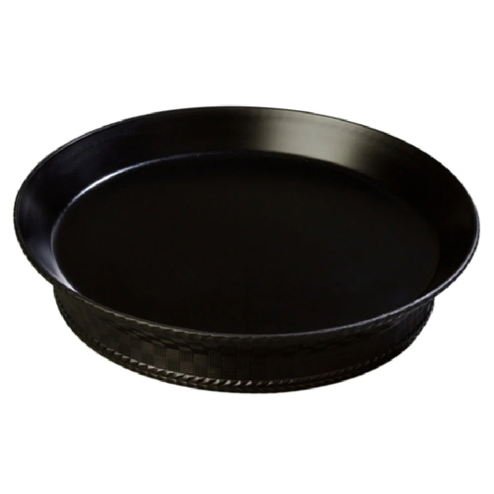Carlisle 652703 10 Inch Round Platter Wicker Pattern Dishwasher Safe Black Polypropylene