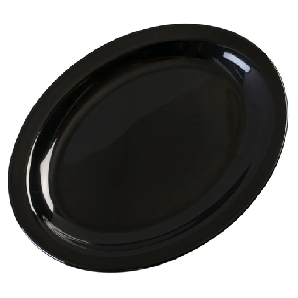 Carlisle KL12703 12 Inch Black Oval Platter Melamine Dishwasher Safe Impact Resistant